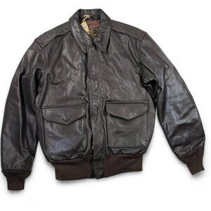Cockpit U.S.A.F. 21st Century A-2 Jacket Goatskin Leather Black Mens 38 USA NWT